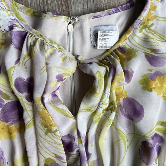 Vintage K Studio Floral Cream Purple Pastel‎ Floweral Long Dress, Size 12 Modest - Picture 4 of 7